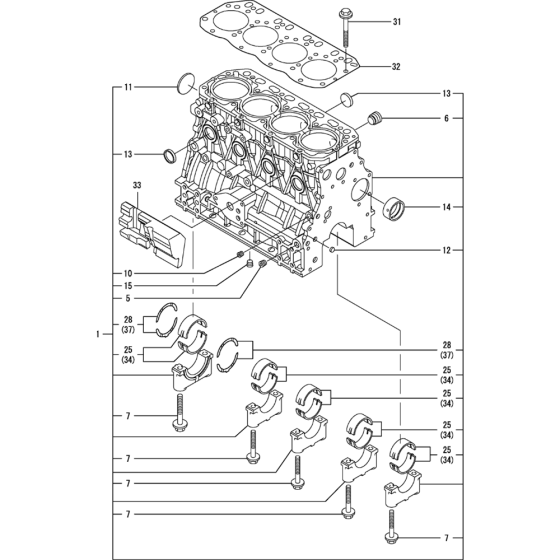 Cylinder Block Assembly for Yanmar 4TNV88-KWA(2) Engine