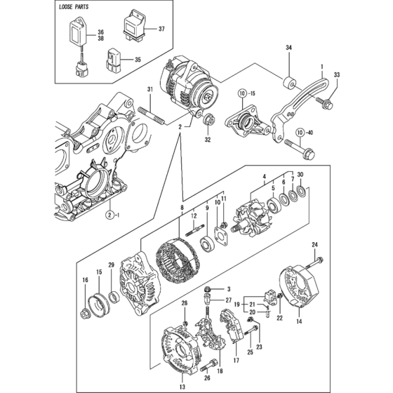 Generator Assembly for Yanmar 4TNV88-KWA(2) Engine