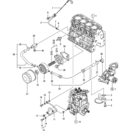 Oil System Assembly for Yanmar 4TNV88-KWA(2) Engine