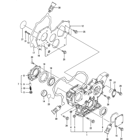 Gear Housing Assembly for Yanmar 4TNV88-QTB Engine