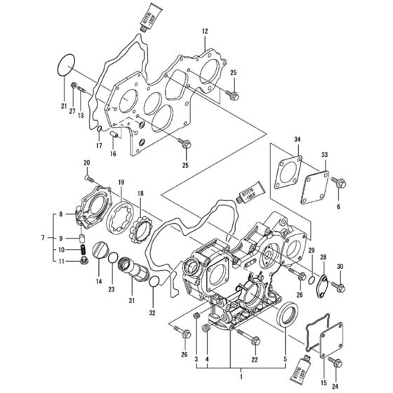 Gear Housing Assembly for Yanmar 4TNV88-XWA2 Engine