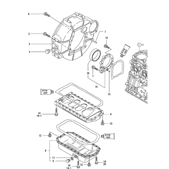 Flywheel Housing and Oil Sump Assembly for Yanmar 4TNV88-XWA2 Engine