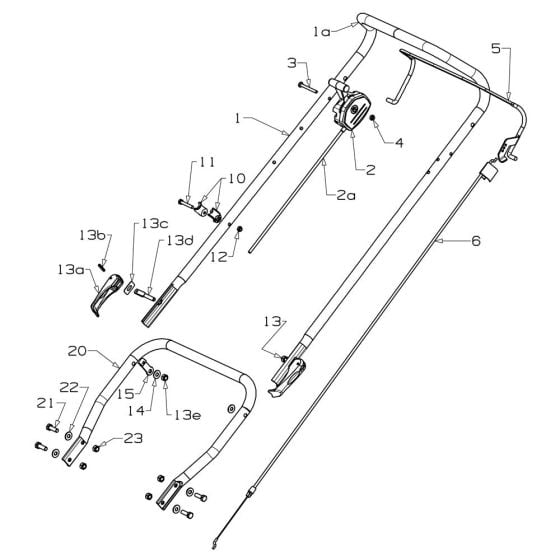 Handle (Type 1) Assembly for Masport 500AL (2011 Feb 479966) Mower