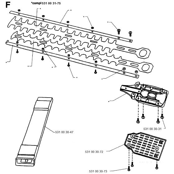 Cutting Equipment Assembly for Husqvarna 500 H Hedge Trimmers