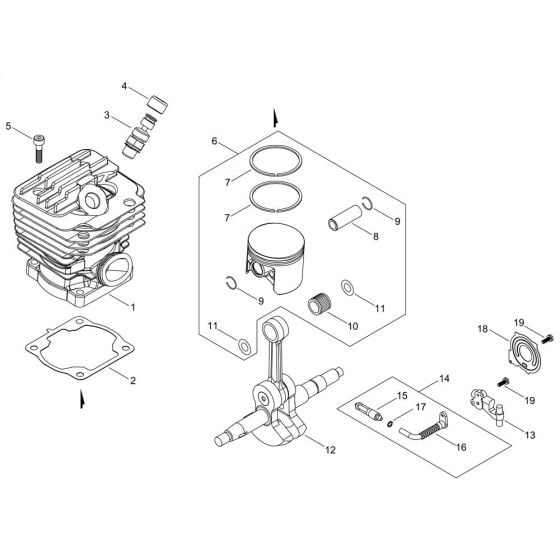 Cylinder, Piston, Crankshaft for Shindaiwa 501SX Chainsaw