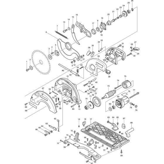 Main Assembly for Makita 5143R Circular Saw