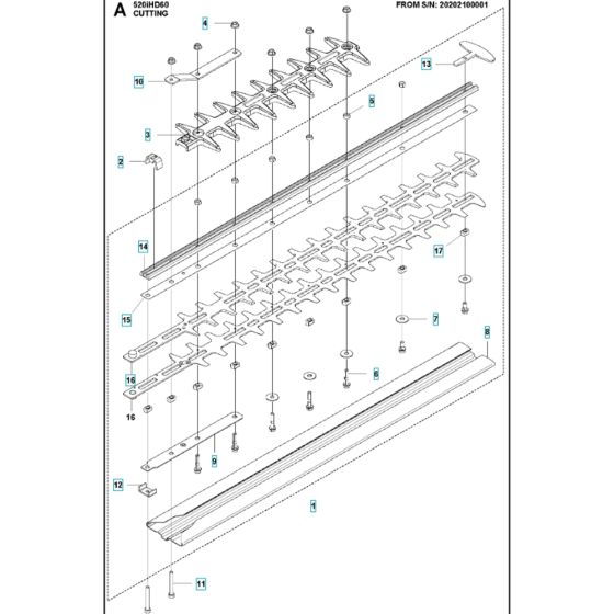 Cutting Equipment 2 for Husqvarna 520iHD60 Hedgetrimmer