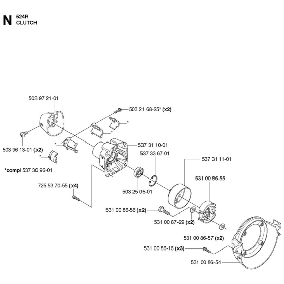 Clutch Assembly For Husqvarna 524R Brushcutters