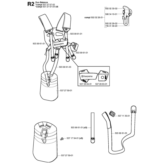 Harness Assembly For Husqvarna 524R Brushcutters