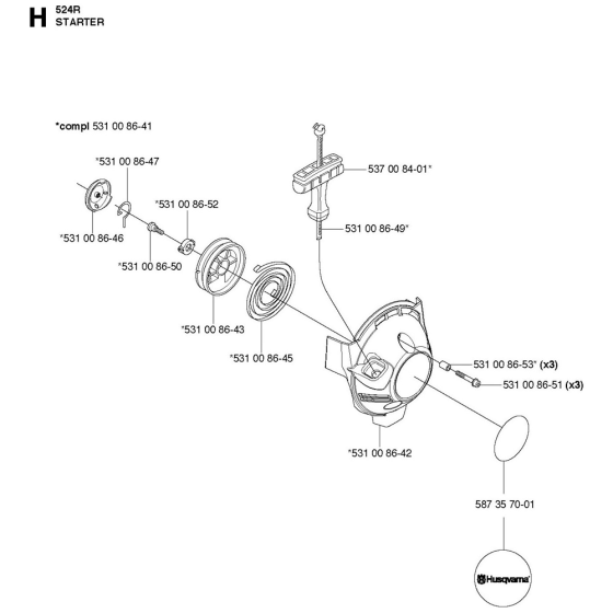 Starter Assembly For Husqvarna 524R Brushcutters