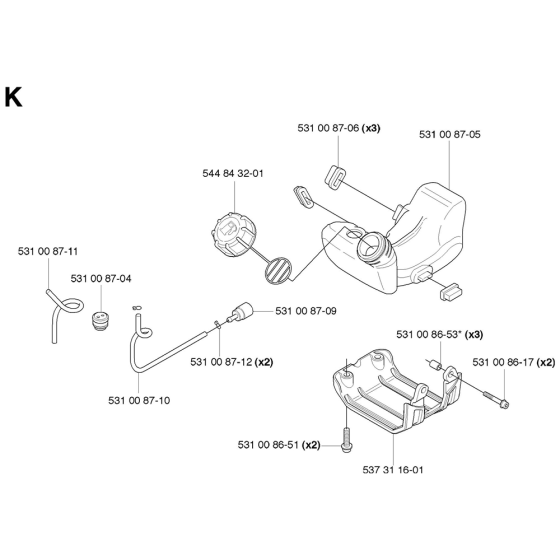 Fuel Tank Assembly For Husqvarna 524R Brushcutters