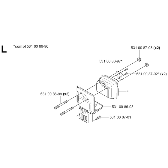 Muffler Assembly For Husqvarna 524R Brushcutters