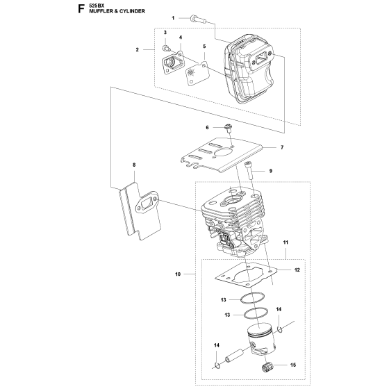 Cylinder Assembly for Husqvarna 525BX Leaf Blower