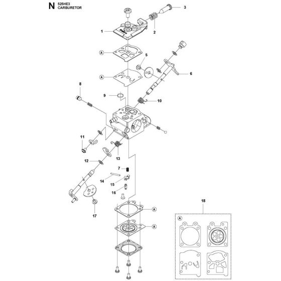 Carburettor Assembly for Husqvarna 525HE3 Hedgetrimmer