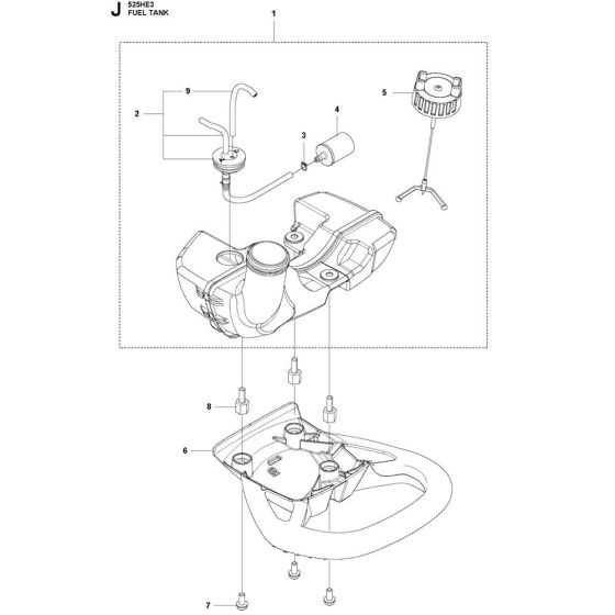 Fuel Tank Assembly for Husqvarna 525HE3 Hedgetrimmer