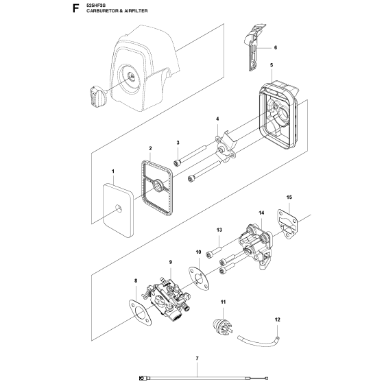 Carburetor & Air Filter Assembly for Husqvarna 525 HF3S Hedge Trimmers