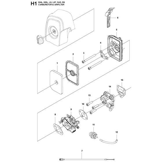 Carburetor & Air Filter Assembly For Husqvarna 525L Brushcutters