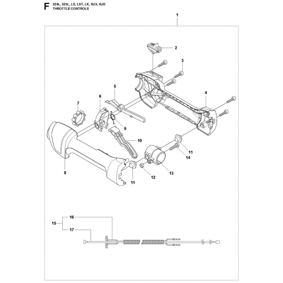 Throttle Controls Assembly For Husqvarna 525LS Brushcutters