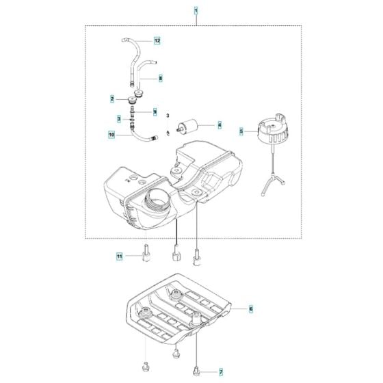 Fuel Tank Assembly for Husqvarna 525 LS Mark II Brushcutter