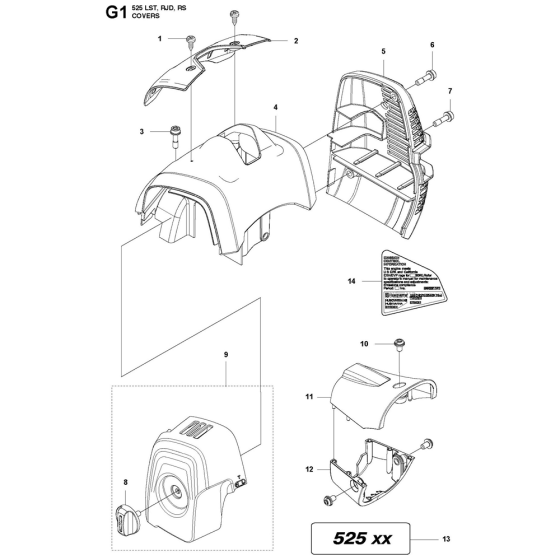 Cover Assembly For Husqvarna 525LST Brushcutters