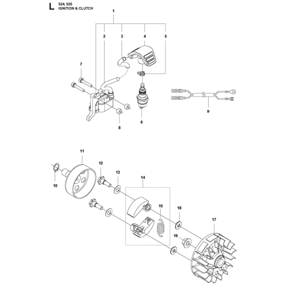 Ignition System & Clutch Assembly For Husqvarna 525LST Brushcutters