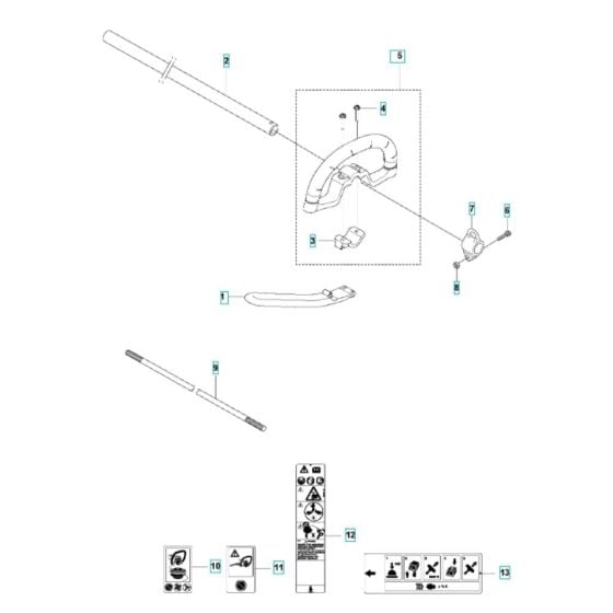 Shaft Assembly for Husqvarna 525 LST Mark II Brushcutter