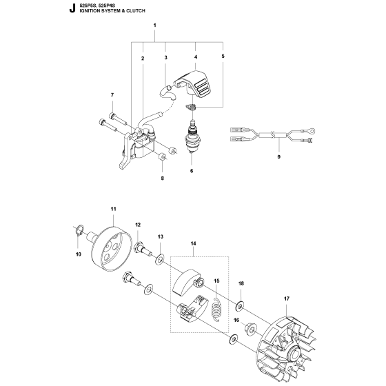 Ignition System & Clutch Assembly for Husqvarna 525P4S Pole Pruners