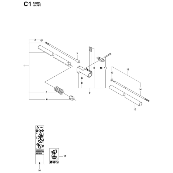 Shaft Assembly For Husqvarna 525RK Brushcutters