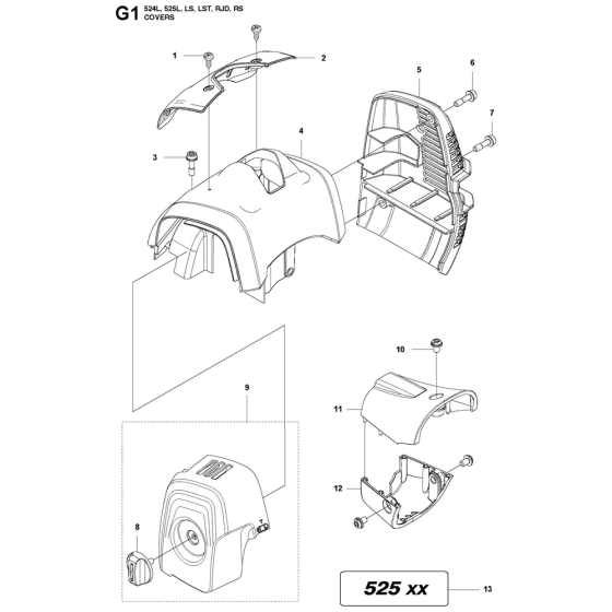 Cover Assembly For Husqvarna 525RS Brushcutters