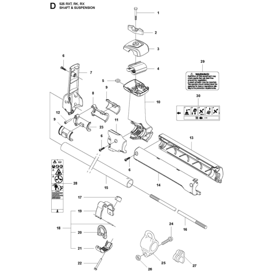 Shaft & Handle Assembly For Husqvarna 525RX Brushcutters