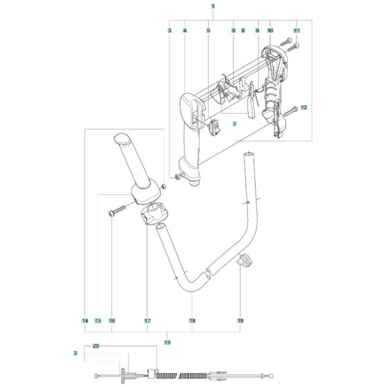 Throttle Assembly for Husqvarna 525RX Mark II Brushcutter