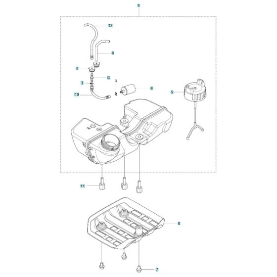 Fuel Tank Assembly for Husqvarna 525RXT Mark II Brushcutter