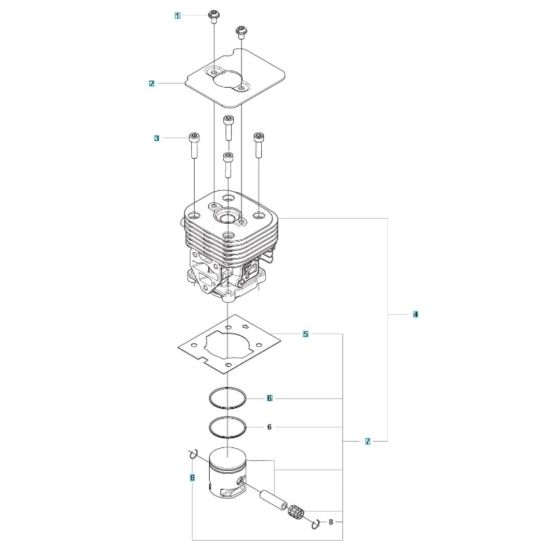 Cylinder Assembly for Husqvarna 525RXT Mark II Brushcutter