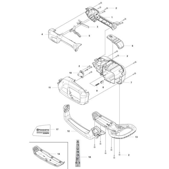 Housing Assembly for Husqvarna 530iP4 Pole Pruners