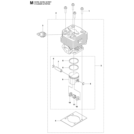 Cylinder Piston Assembly For Husqvarna 531RS Brushcutters