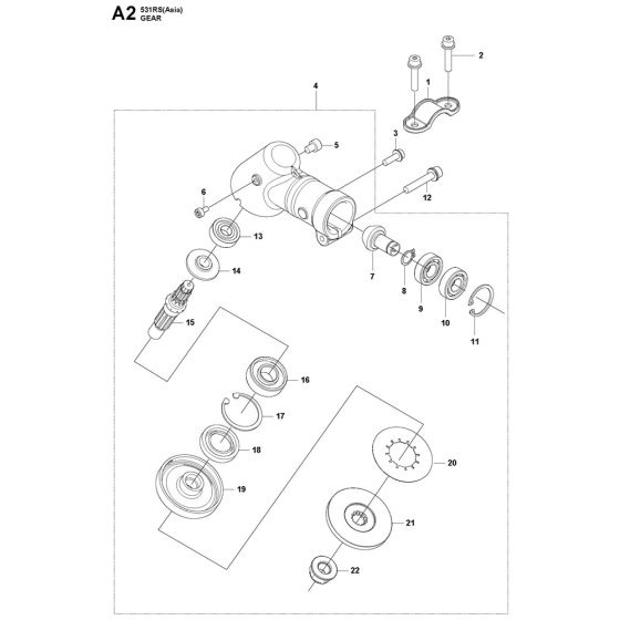 Gears-2 Assembly For Husqvarna 531RS Brushcutters