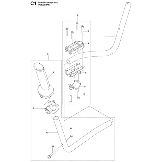 Handle Assembly For Husqvarna 531RS Brushcutters