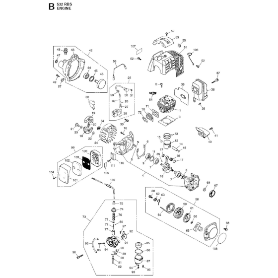 Engine Assembly For Husqvarna 532RBS Brushcutters