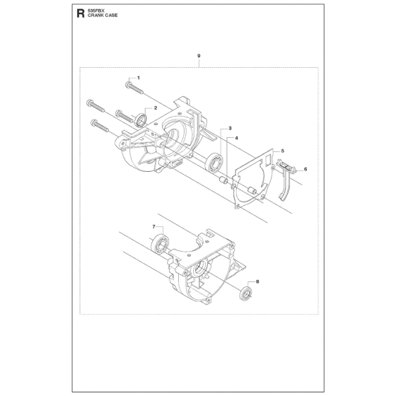 Crankcase Assembly For Husqvarna 535FBX Brushcutters