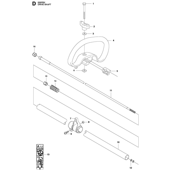 Shaft Assembly For Husqvarna 535FBX Brushcutters