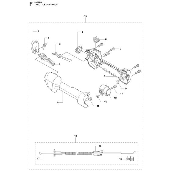 Throttle Controls Assembly For Husqvarna 535FBX Brushcutters