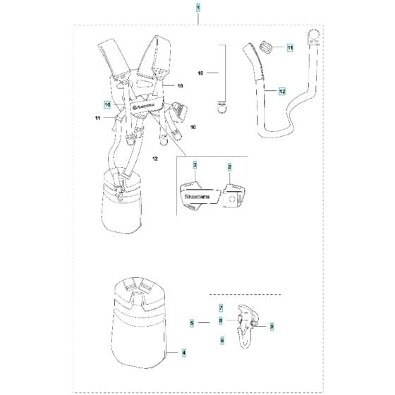 Harness for Husqvarna 535iFR Battery Brushcutter