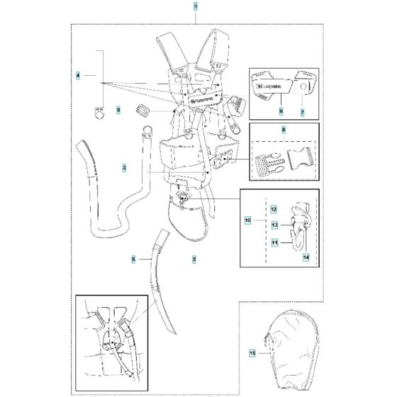 Harness for Husqvarna 535iRX Battery Brushcutter