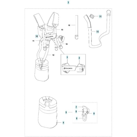 Harness (1) for Husqvarna 535iRX Battery Brushcutter