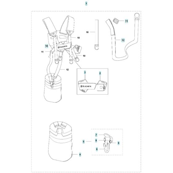 Harness (1) for Husqvarna 535iRXT Battery Brushcutter