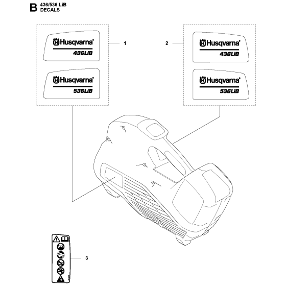 Decals Assembly for Husqvarna 535LIB Leaf Blower