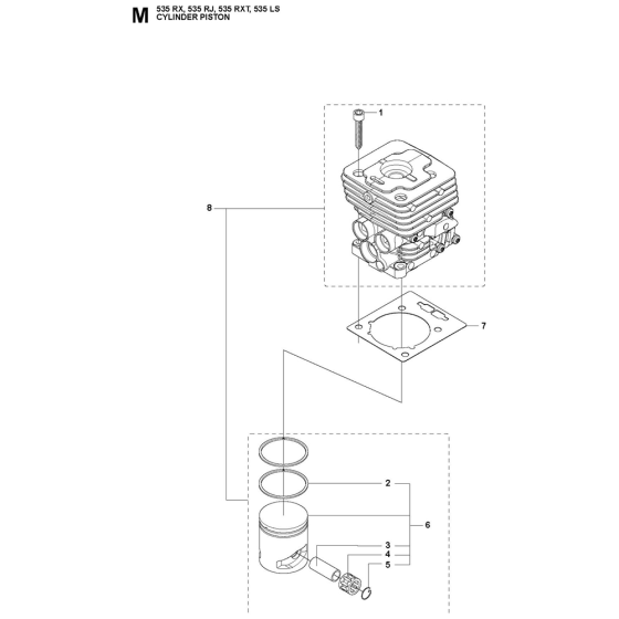 Cylinder Piston Assembly For Husqvarna 535LS Brushcutters