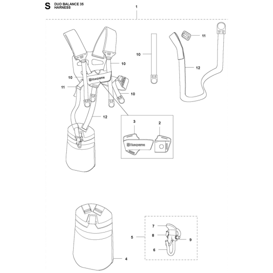 Harness Assembly For Husqvarna 535LS Brushcutters