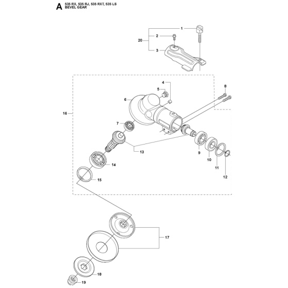 Bevel Gear Assembly For Husqvarna 535RJ Brushcutters