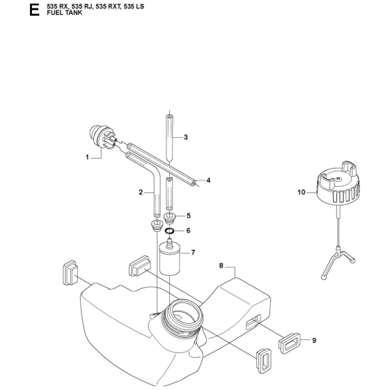 Fuel Tank Assembly For Husqvarna 535RJ Brushcutters